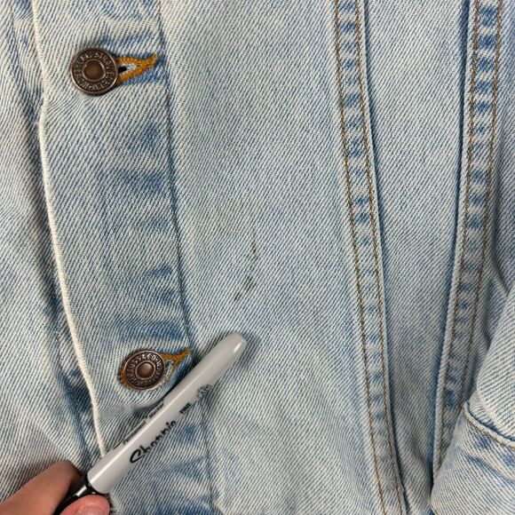 Vtg 90's Levi's Trucker Light Blue Denim Jean Jacket Men's L 70507 Distressed - Picture 4 of 13